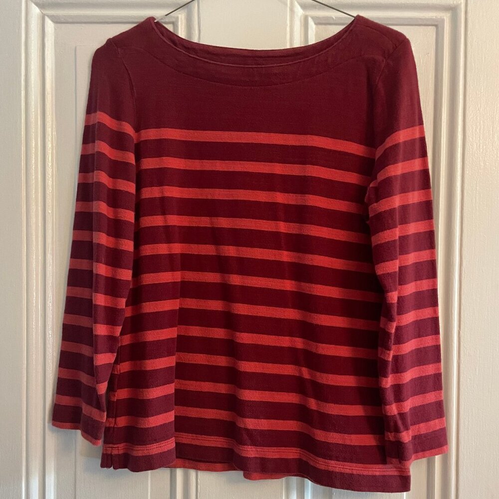 LOFT Striped Quarter Sleeve Top